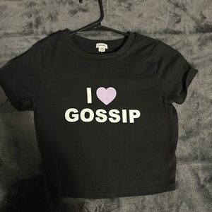 Small Black “I Love Gossip” Baby Tee From Garage